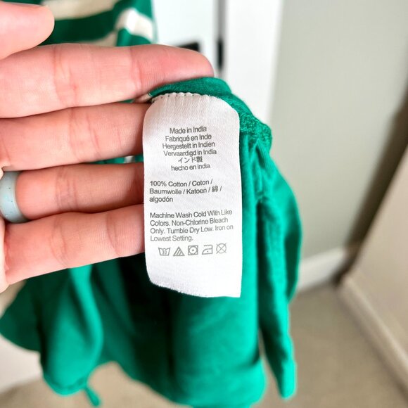 J. Crew Breton Stripe T-Shirt Midi Dress in Kelly Green Cotton Lightweight Sz M - Picture 5 of 7